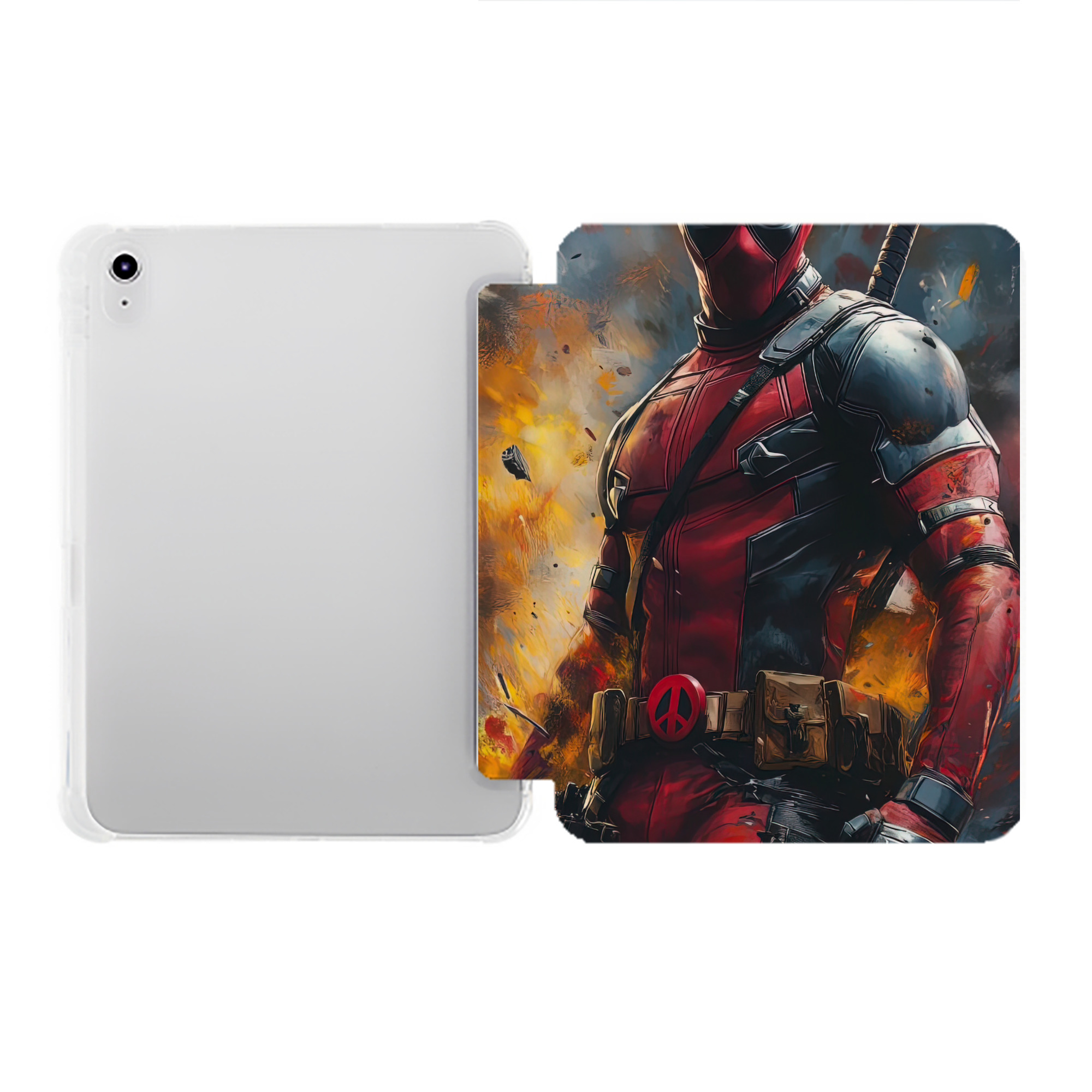（画像用） Deadpool デッドプール IPad ケース ペン収納付き 三つ折りスタンド PUレザー×シリコン 対応機種9.5/10.5/10.9インチ